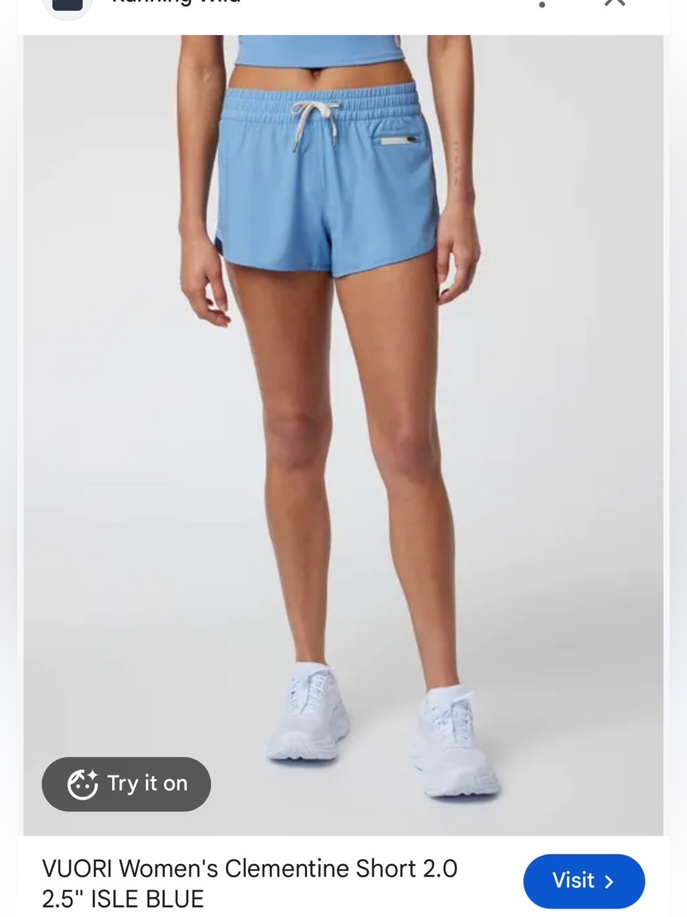 Vuori Clementine 2.0 Shorts in Isle Blue